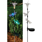 Solaris Acrylic Flower/Insect Trio 33 In. H. Solar Stake Light Lawn Ornament