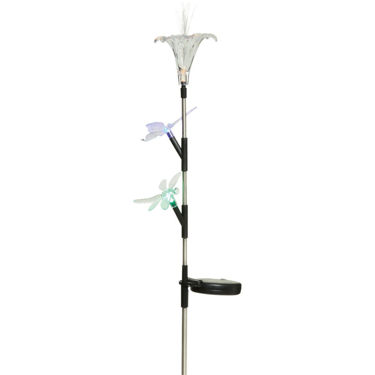 Solaris Acrylic Flower/Insect Trio 33 In. H. Solar Stake Light Lawn Ornament