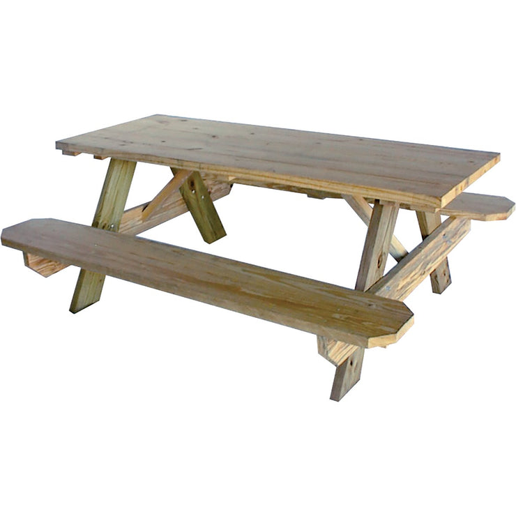 Outdoor Essentials 6 Ft. Pressure-Treated Wood Picnic Table with Benches