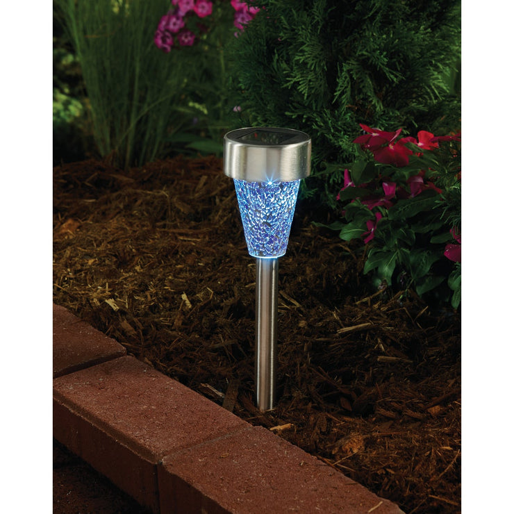 Outdoor Expressions Green, Red, or Purple 2.10 Lumens Stainless Steel Solar Path Light