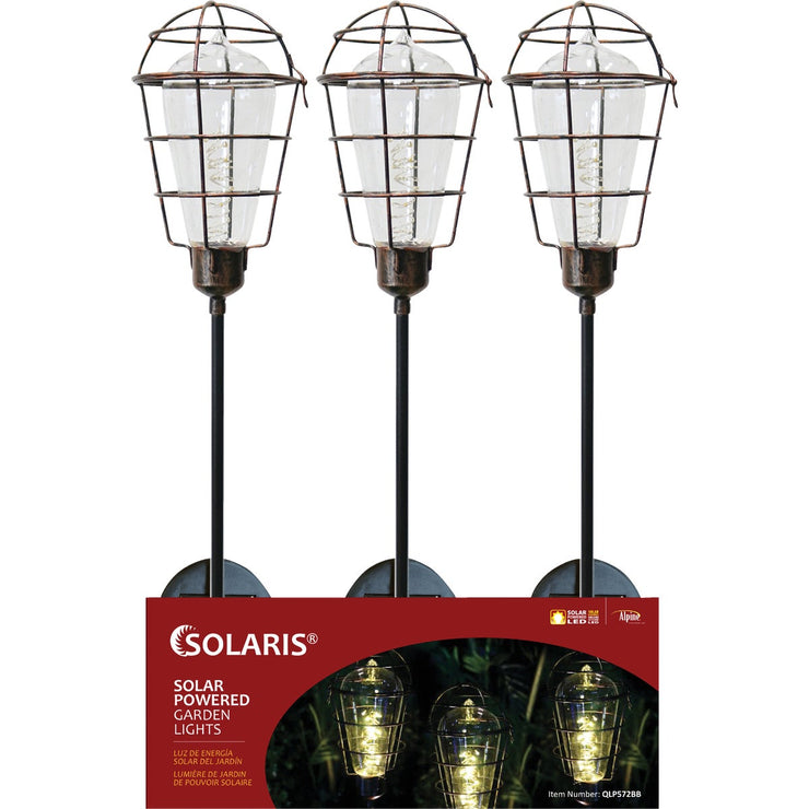 Solaris Metal Cage Edison Style 35 In. H. Solar Stake Light