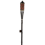 Outdoor Expressions 60 In. Brown Bamboo Patio Torch with Rattan Weave