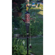 Outdoor Expressions 60 In. Brown Bamboo Patio Torch with Rattan Weave
