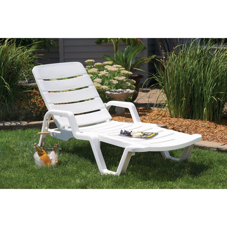 Adams White Resin Adjustable Chaise Lounge Hemlock Hardware