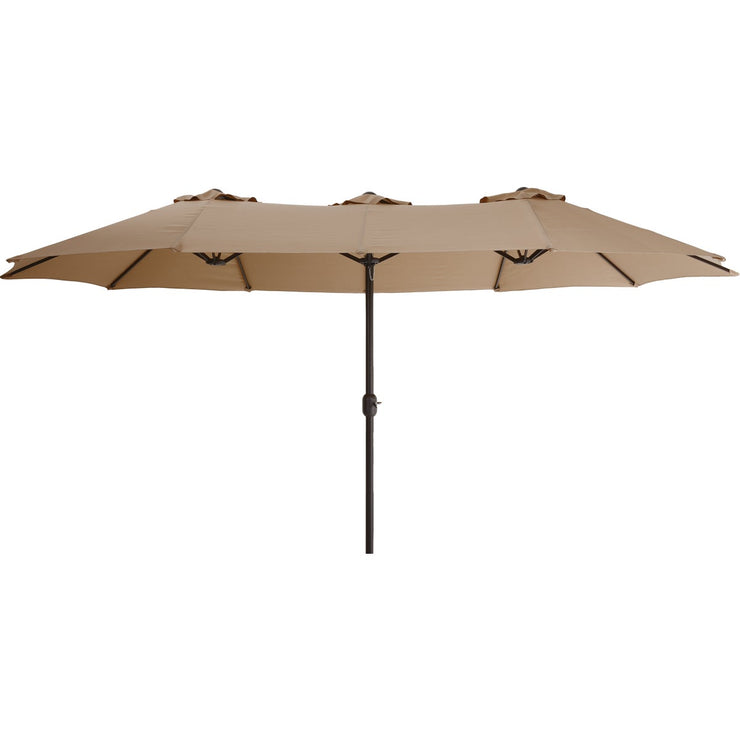 Outdoor Expressions Steel Crank Tan Double Patio Umbrella