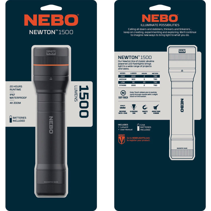 nebo 1500 flashlight Nebo Newton 1500 Lm. 6AA LED Flashlight – Hemlock Hardware