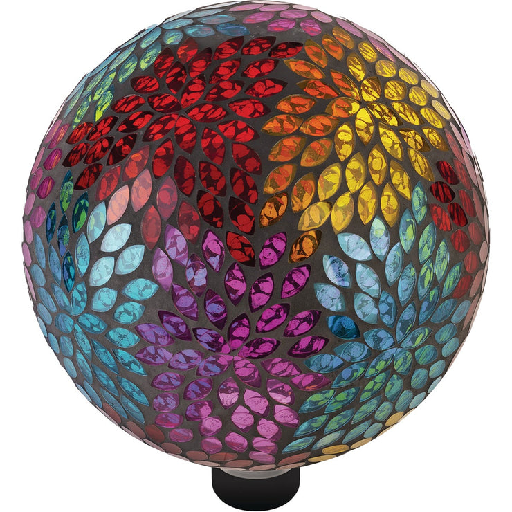 Alpine 10 In. Dia. Colorful Mosaic Leaves Glass Gazing Globe