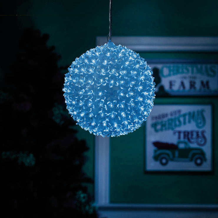 Alpine 8 In. Twinkling Blue LED Sphere Christmas Ornament