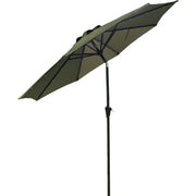 Outdoor Expressions 9 Ft. Aluminum Tilt/Crank Heather Green Patio Umbrella with Solar LED Lights