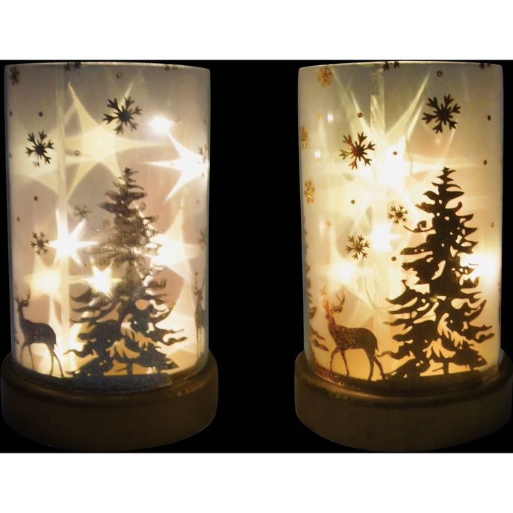 Alpine 4 In. W. x 7 In. H. x 4 In. L. Silver or Gold Lantern with LED String Lights Holiday Decoration