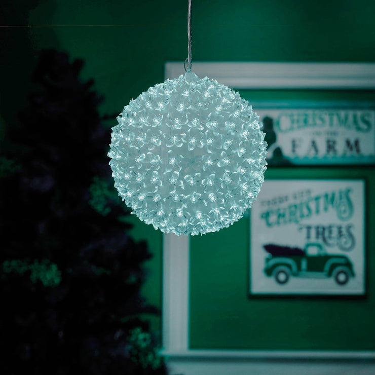 Alpine 8 In. Twinkling Cool White LED Sphere Christmas Ornament