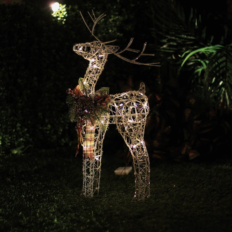 Alpine 36 In. Warm White LED Gold Wire Standing Christmas Reindeer Lighted Decoration