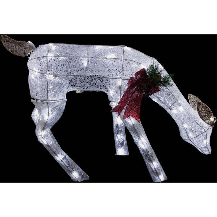 Alpine 28 In. Cool White LED White Mesh Grazing Deer Lighted Decoration