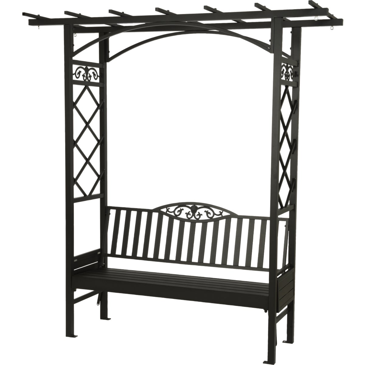 Decoris Garden Furniture Barolo 6 Ft. L. Black Aluminum Bench with Fol ...