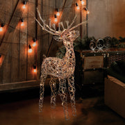 Alpine 50 In. Warm White Halogen Rattan Standing Buck Lighted Decoration