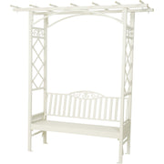 Decoris Garden Furniture Barolo 6 Ft. L. White Aluminum Bench with Folding Side Tables