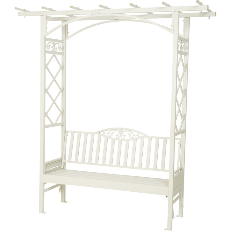 Decoris Garden Furniture Barolo 6 Ft. L. White Aluminum Bench with Folding Side Tables