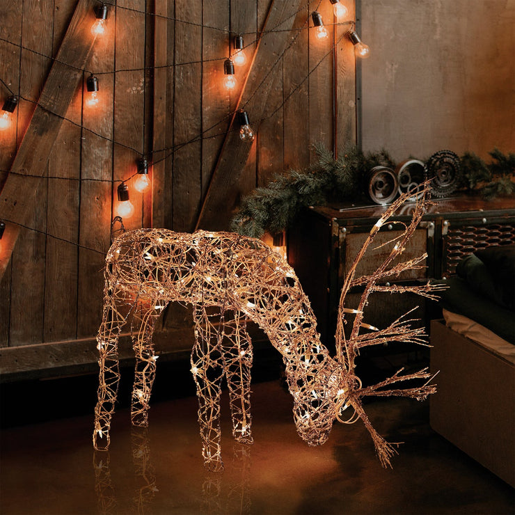 Alpine 28 In. Warm White Halogen Rattan Grazing Buck Lighted Decoration