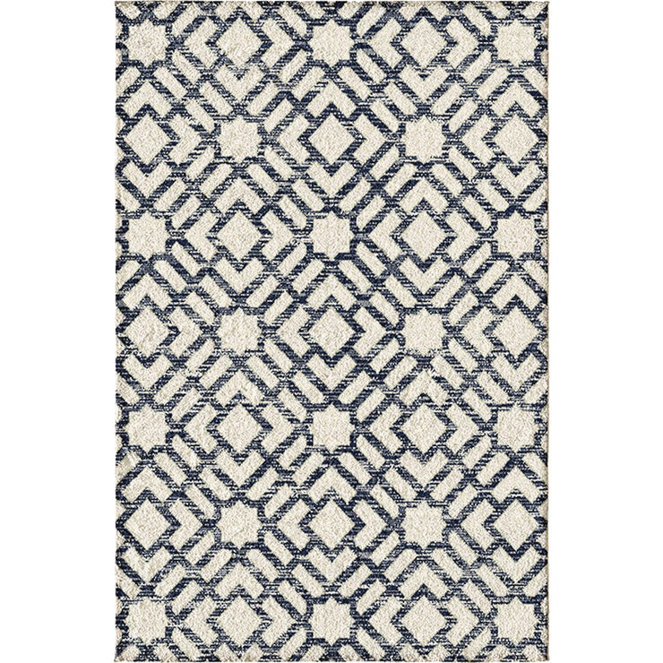 Backyard Bungalow Newell 6 Ft. 7 In. x 9 Ft. 6 In. Navy Geo Plush Outdoor Rug