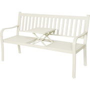 Decoris Garden Furniture Nottingham 60 In. L. White Aluminum Bench with Pop Up Side Table