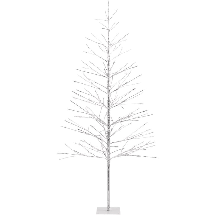 Alpine 60 In. Silver Christmas Tree with Cool White LED Lights