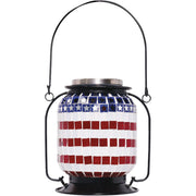 Alpine 5 In. W. x 12 In. H. x 7 In. L. Patriotic Americana Solar LED Patio Lantern