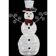 Alpine 29 In. Warm White LED White Mesh Snowman Lighted Decoration with Bowtie