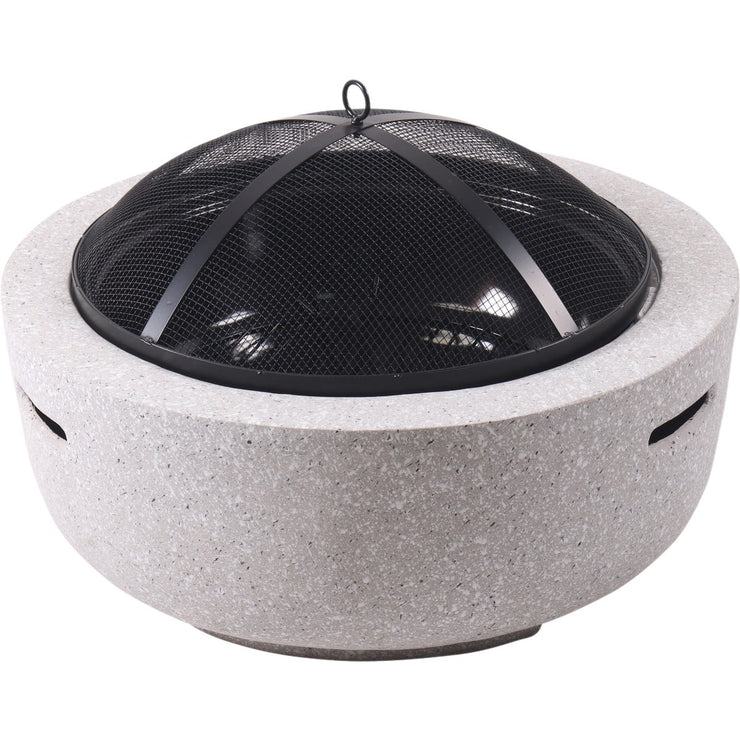 23 In. Round Charcoal/Wood/Pellet Fire Pit, Light Gray