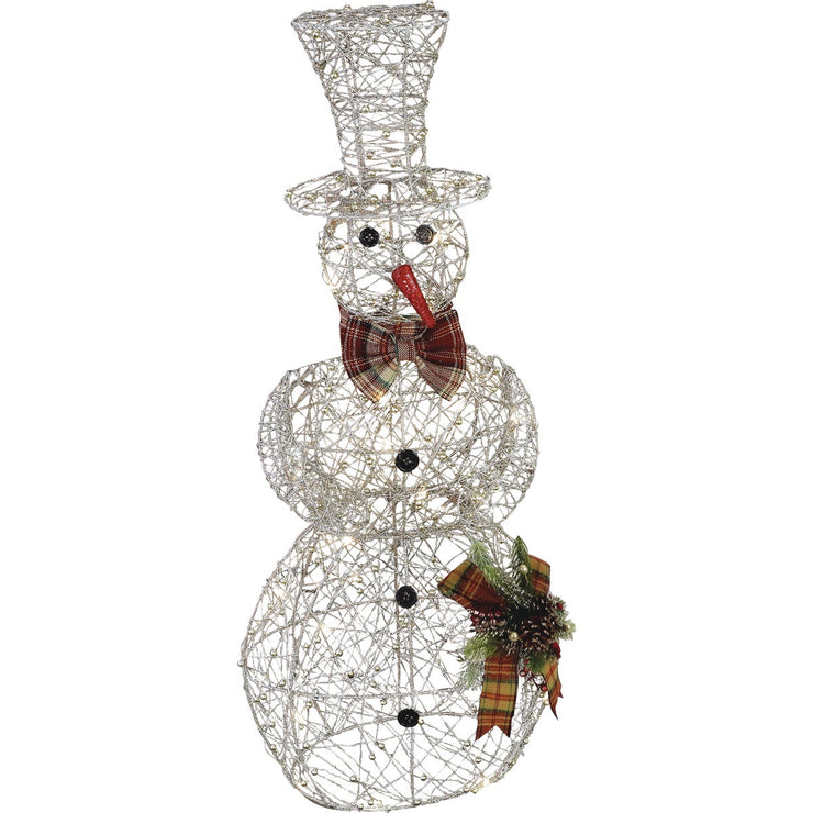 Alpine 71 In. Warm White LED Gold Mesh Snowman Lighted Decoration