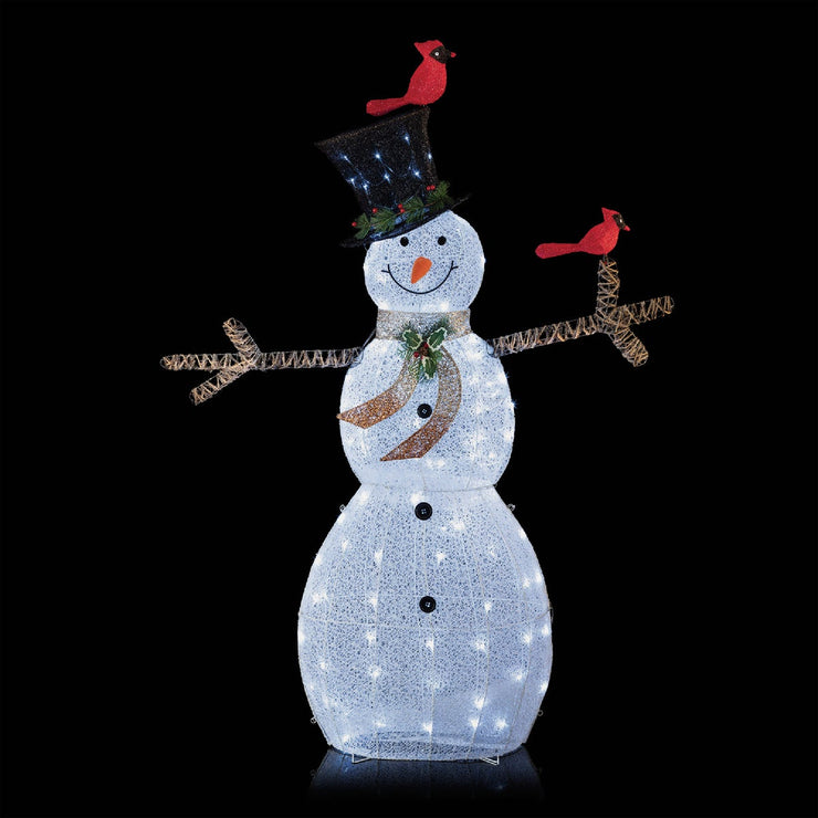 Alpine 86 In. Cool White LED Mesh Cloth Snowman Lighted Decoration