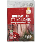 Alpine White 20-Bulb LED Snowflake Battery Operated Light Set