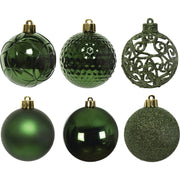 Decoris 2.4 In. Shatterproof Pine Green Bauble Christmas Ornament (37-Pack)