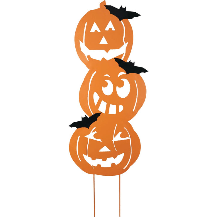 44.49 In. H. Metal Stacked Jack-O-Lantern Yard Stake