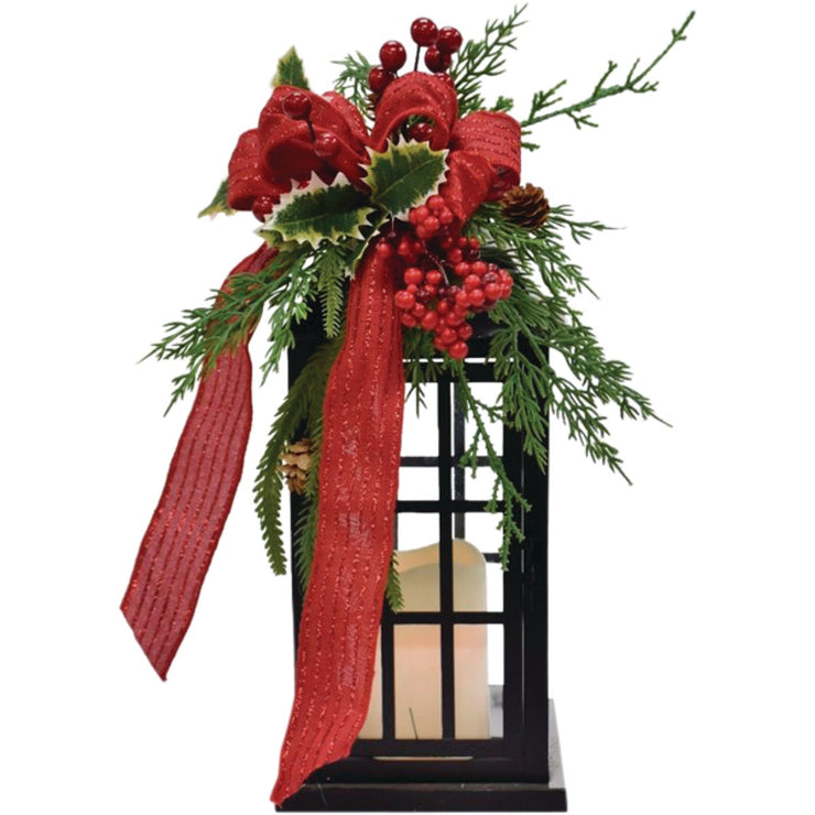 Merryweather 16 In. H. Metal Lantern with LED Candle Holiday Decoration
