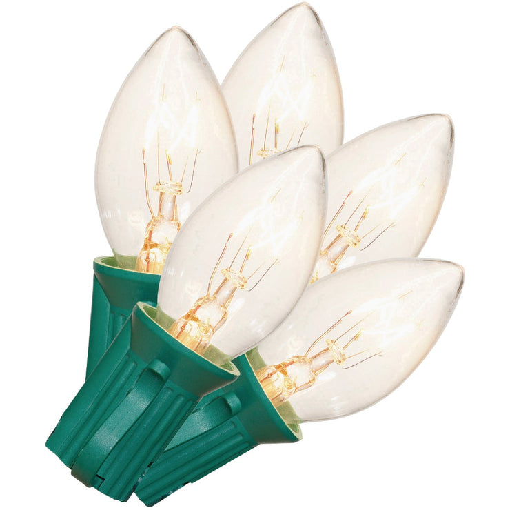 Clear 25-Bulb C7 String Light Set with Green Wire