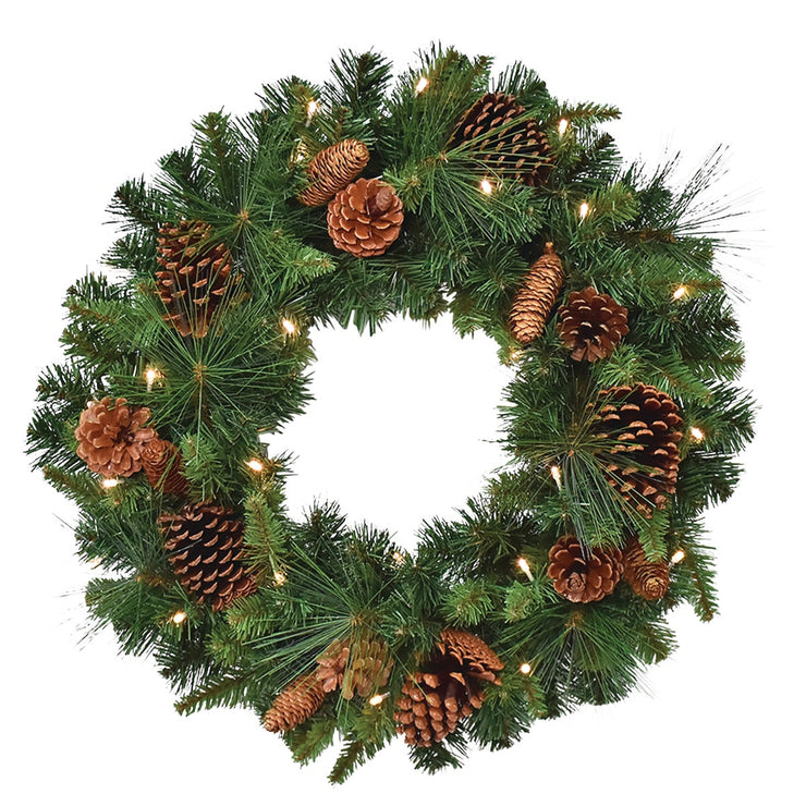 Clayton 24 In. 35-Bulb Warm White LED Prelit Wreath