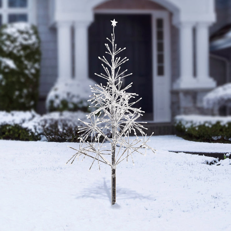 Alpine 53 In. Festive Silver 380-Bulb Warm White LED Prelit Artificial Christmas Tree