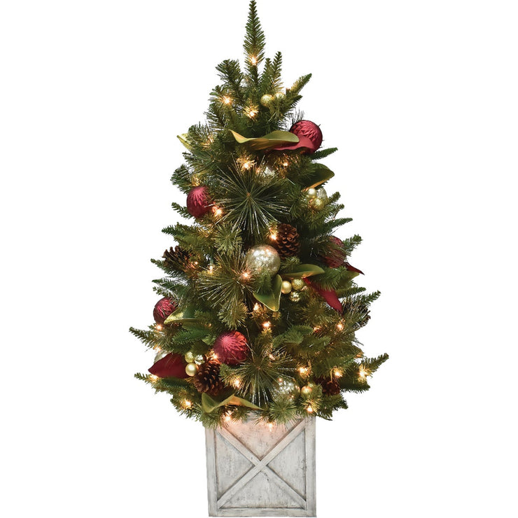 Cranborne 4 Ft. Red & Gold Incandescent Prelit Front Door Christmas Tree