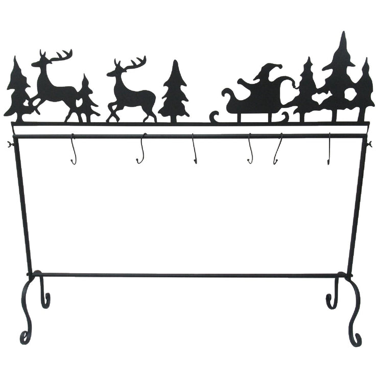 6-Stocking Metal Free-Standing Santa & Reindeer Stocking Holder