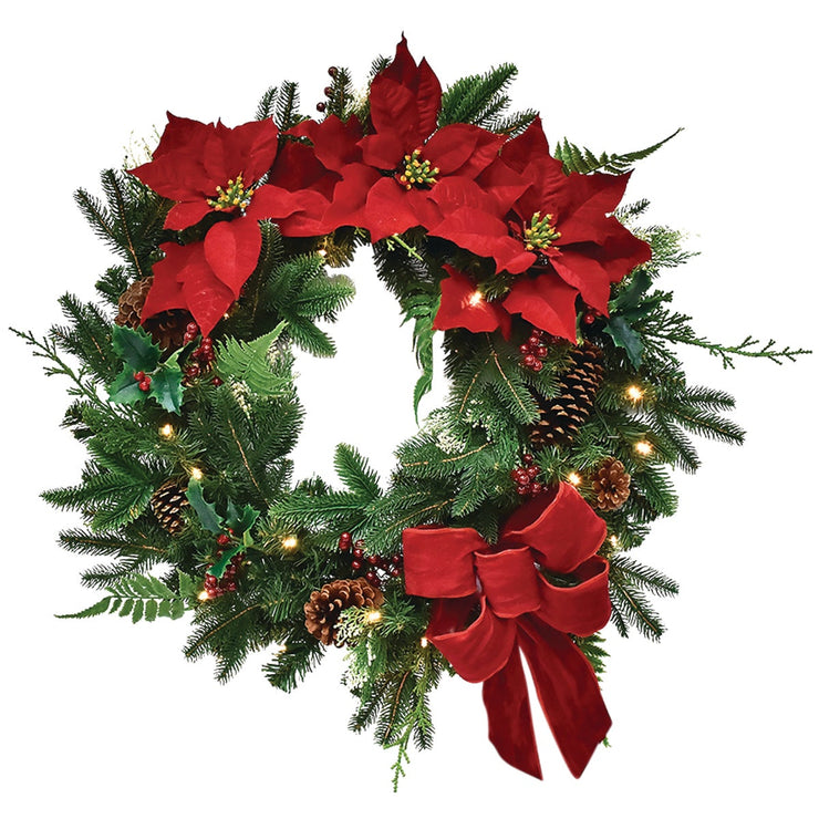 Georgian Manor 24 In. 35-Bulb Warm White LED Prelit Wreath