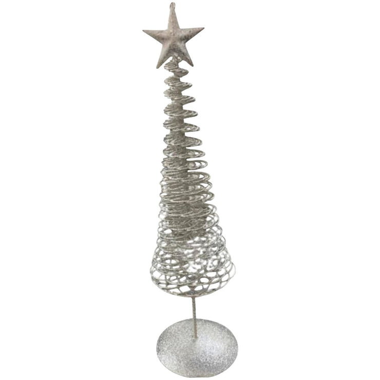 14 In. Silver Spiral Wire Christmas Tree