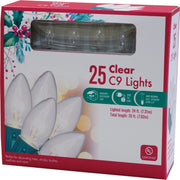 Clear 25-Bulb C9 String Light Set with Green Wire