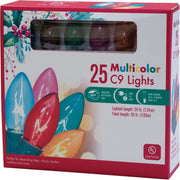 Transparent Multi 25-Bulb C9 String Light Set with Green Wire