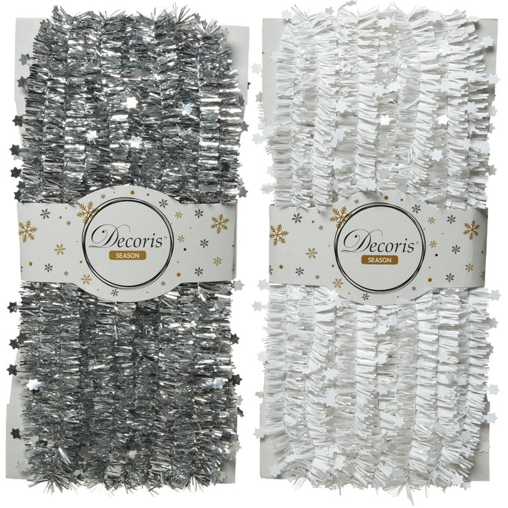 Decoris 10 Ft. Gray & White Tinsel Garland