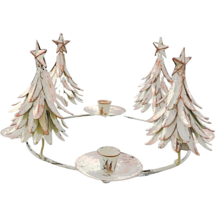 Metal Christmas Tree Candle Taper Holder, Silver