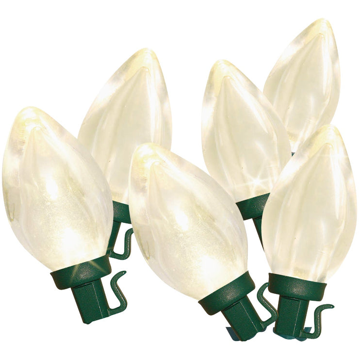 Super Bright Warm White 25-Bulb C7 LED String Light Set with Green Wire