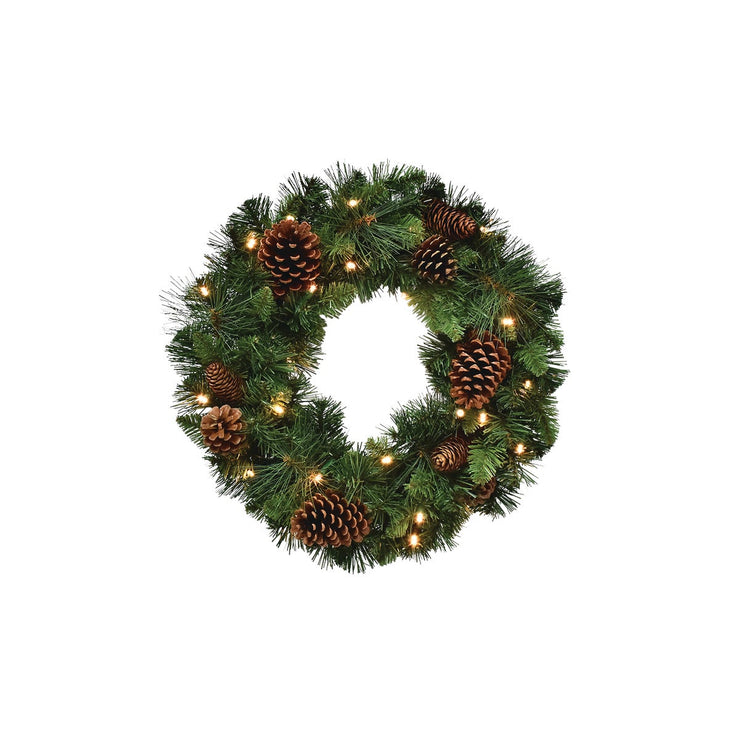 Clayton 18 In. 25-Bulb Warm White LED Prelit Wreath