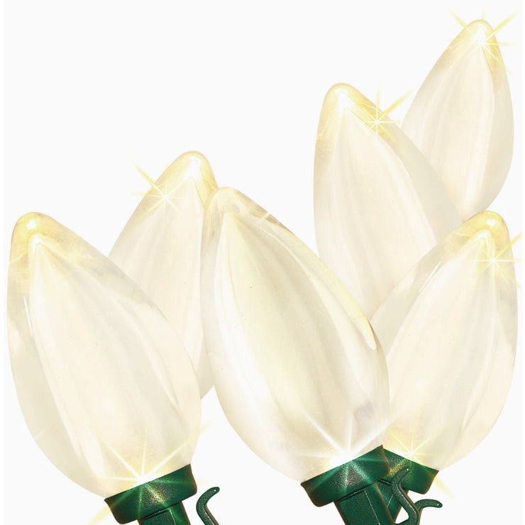 Super Bright Warm White 25-Bulb C9 LED String Light Set with Green Wire