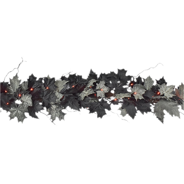 Preston Manor 6 Ft. Prelit LED Maple Leaves & Willow Garland