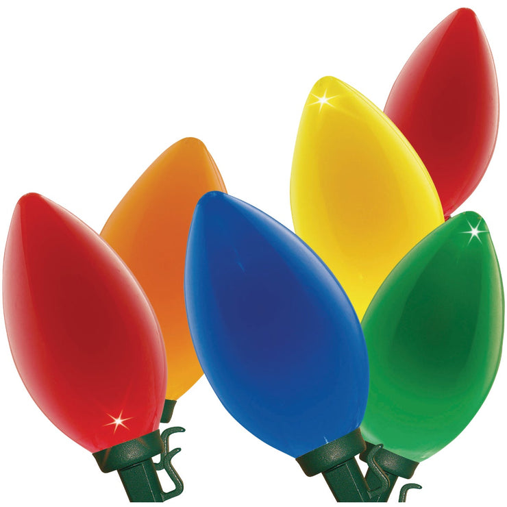 Super Bright Ceramic Multi 25-Bulb C9 LED String Light Set with Green Wire